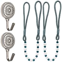 CCUCKY Un par de Corbatas de Perla para Cortinas- Elegantes Corbatas de Corbata de Cuerda con Ganchos de Cortina- Cuerda…